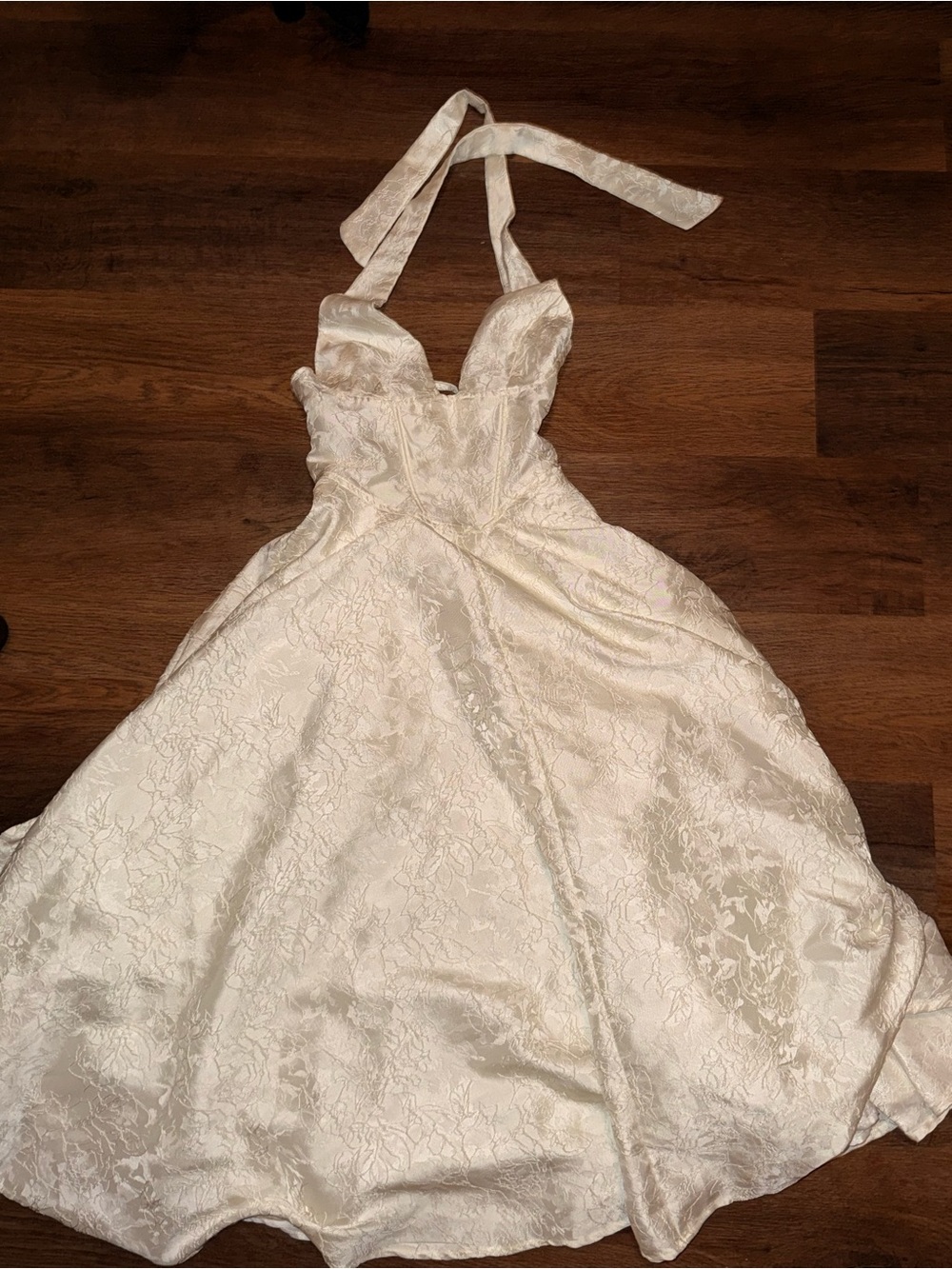 White Halter Fit-and-Flare Wedding/Summer Cocktail Dress (XS)